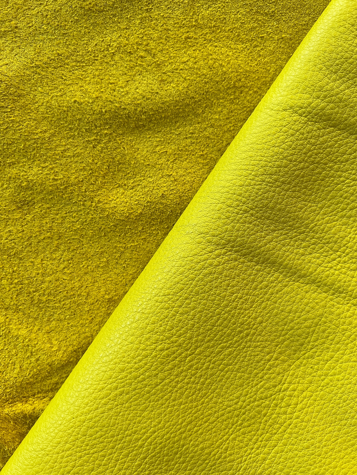 Lemon Yellow Full-Aniline Cowhide alternate view showing color and surface finish