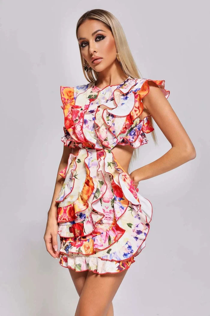 Lena Cutout Floral Mini Dress Winteres