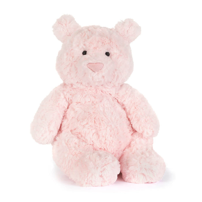 Pink teddy bear on a white background