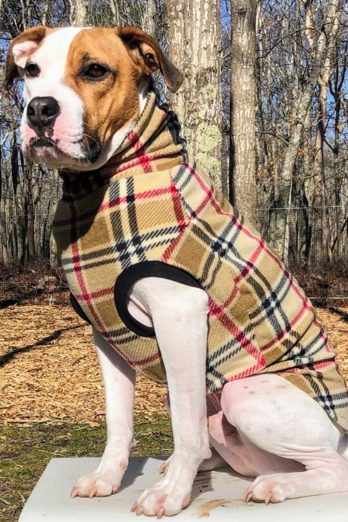 Jax & Molly's Camel Plaid Dog Sweater Pullover