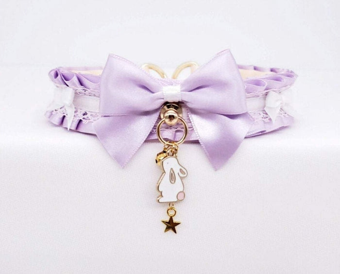Lilac, Gold and White Bunny Pet Play Collar