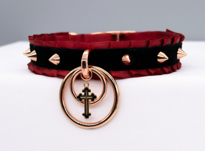 Limited Edition - Gothic Black Velvet and Red Collar