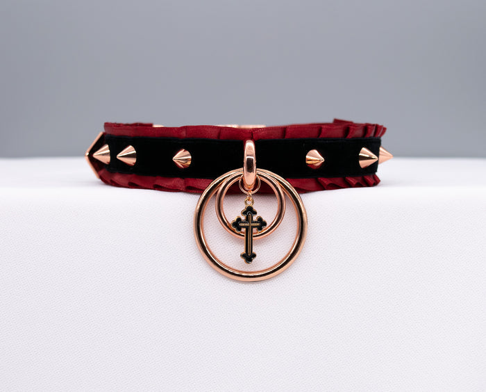 Limited Edition - Gothic Black Velvet and Red Collar