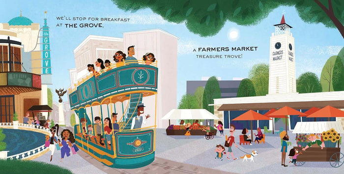 Sample pages of book highlighting The Grove and Farmers Market