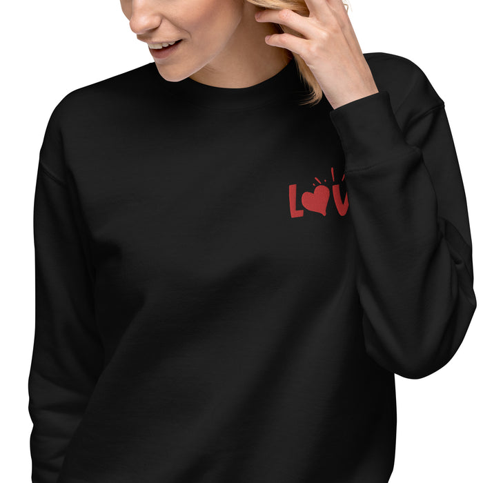 Love Embroidered Couple Unisex Premium Sweatshirt