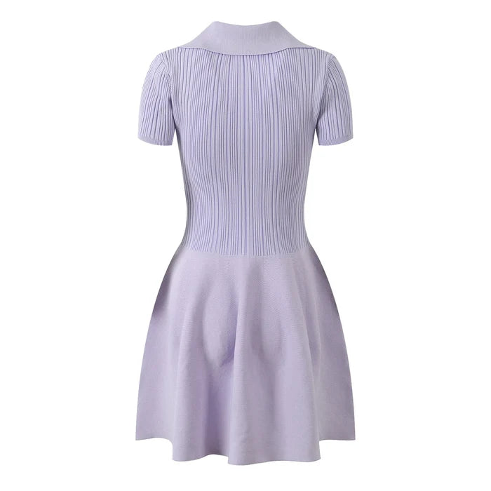 Light purple dress with a collar on a white background