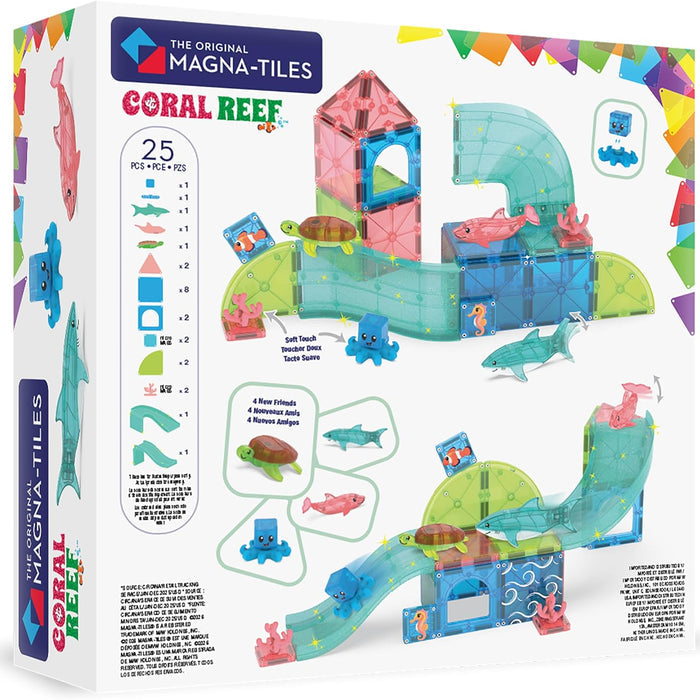 Back of the box for Magna Tiles Coral Reef on a white background