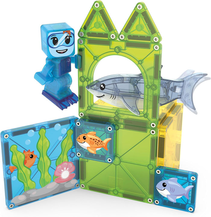 Shark Dive Magna Tiles featuring sea life images on a white background