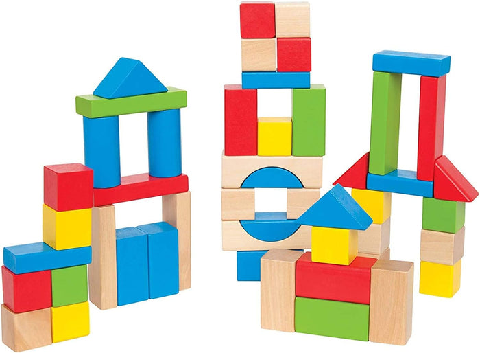 Stacked Maple Building Blocks on a white background