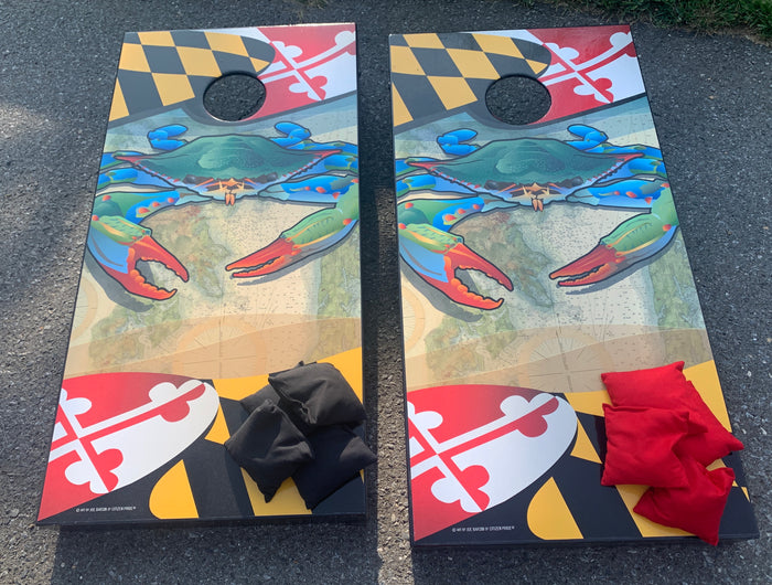 Ready for pick-up - Maryland Blue Crab Cornhole Board Set!