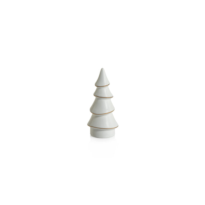 Matte White Alpina Porcelain Tree with Gold Trim - Holiday Decor by Carlyle Avenue