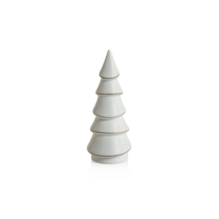 Matte White Alpina Porcelain Tree with Gold Trim - Holiday Decor by Carlyle Avenue