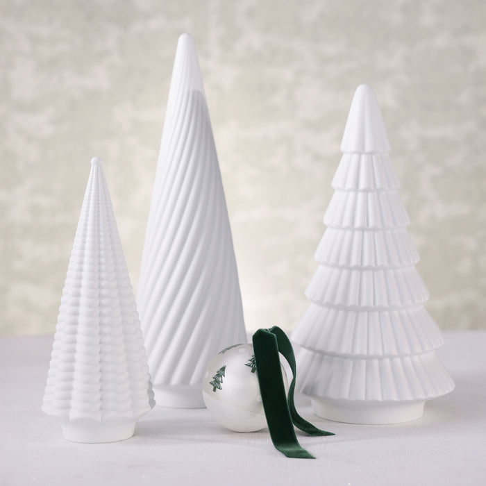 Matt White Porcelain Snow Swirl Tree - 15.25 in