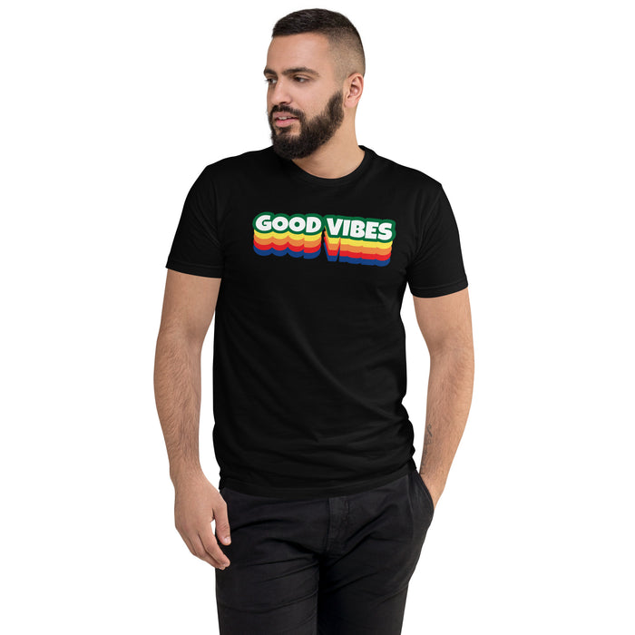 Men's Good Vibes Graphic Form-fitting T-shirt - Bloom Seventy Seven