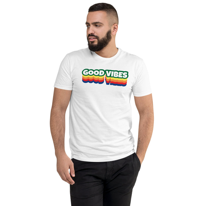 Men's Good Vibes Graphic Form-fitting T-shirt - Bloom Seventy Seven