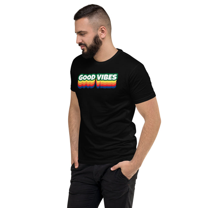 Men's Good Vibes Graphic Form-fitting T-shirt - Bloom Seventy Seven