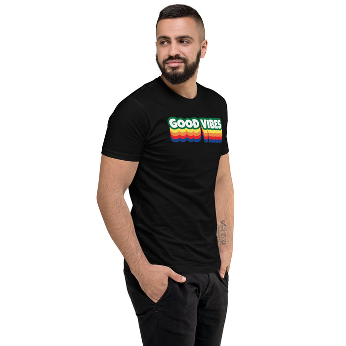 Men's Good Vibes Graphic Form-fitting T-shirt - Bloom Seventy Seven