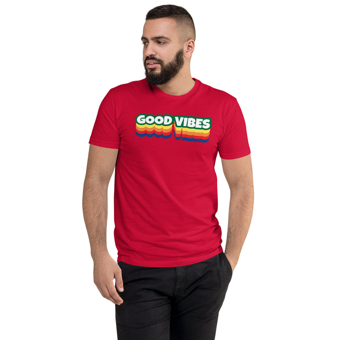 Men's Good Vibes Graphic Form-fitting T-shirt - Bloom Seventy Seven