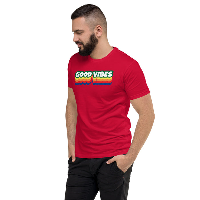 Men's Good Vibes Graphic Form-fitting T-shirt - Bloom Seventy Seven