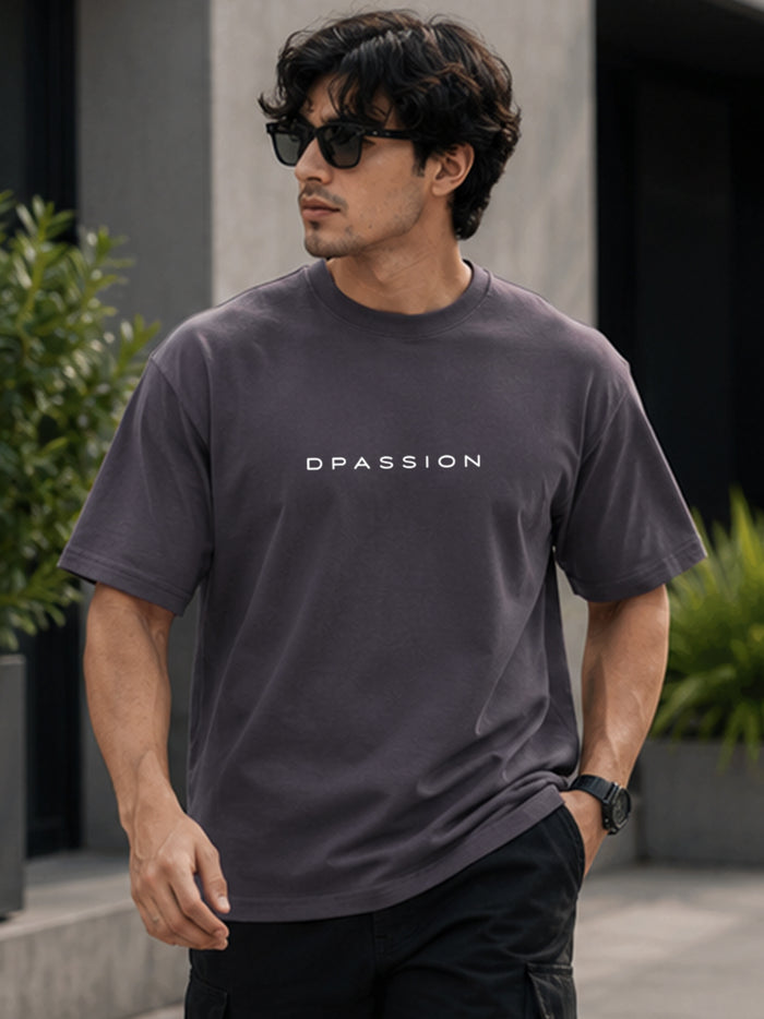 Men's Oversized Drop Shoulder T-Shirt | Pure Cotton Relaxed Fit Round Neck Streetwear Activewear Tee (Grey)