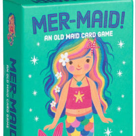 Mermaid-themed card game box with colorful design and text