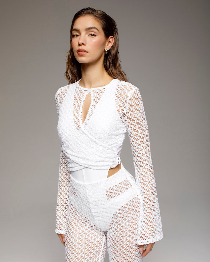 Merletto Long Sleeve Top - White