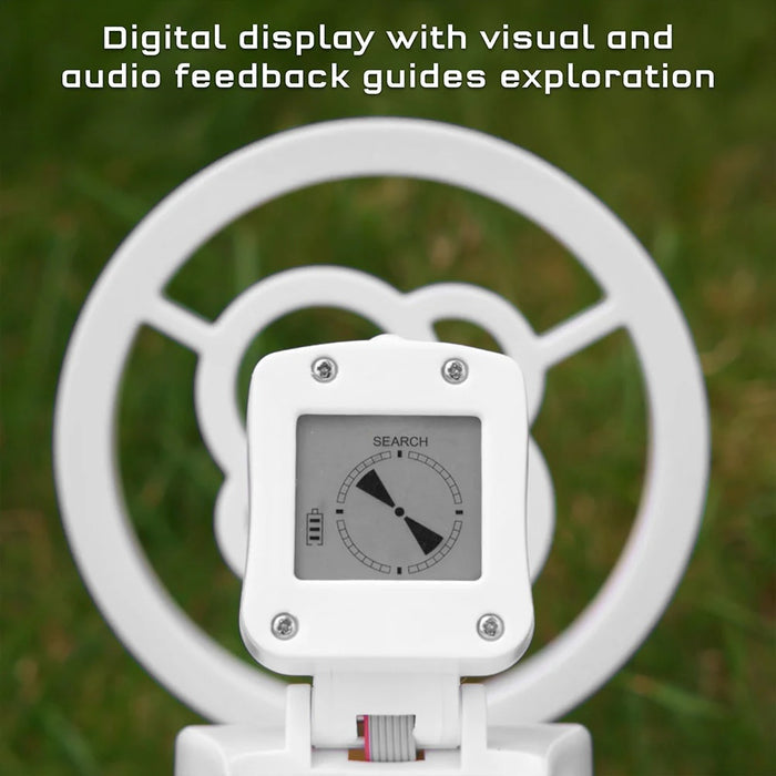 Digital display with visual and audio feedback for exploration in a grassy outdoor setting