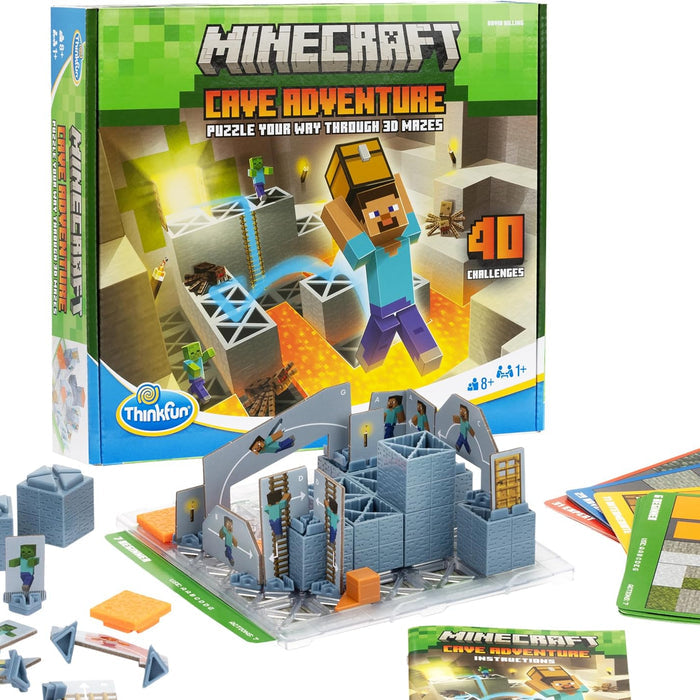 Minecraft-themed puzzle toy set with packaging featuring characters and maze design.