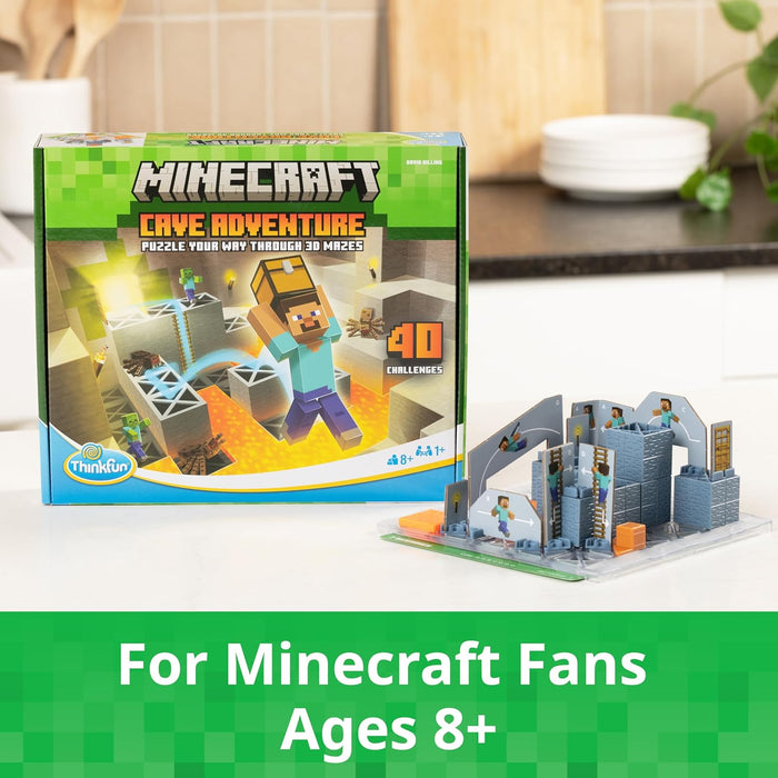 Minecraft-themed puzzle packaging with a model of a maze on a white surface.