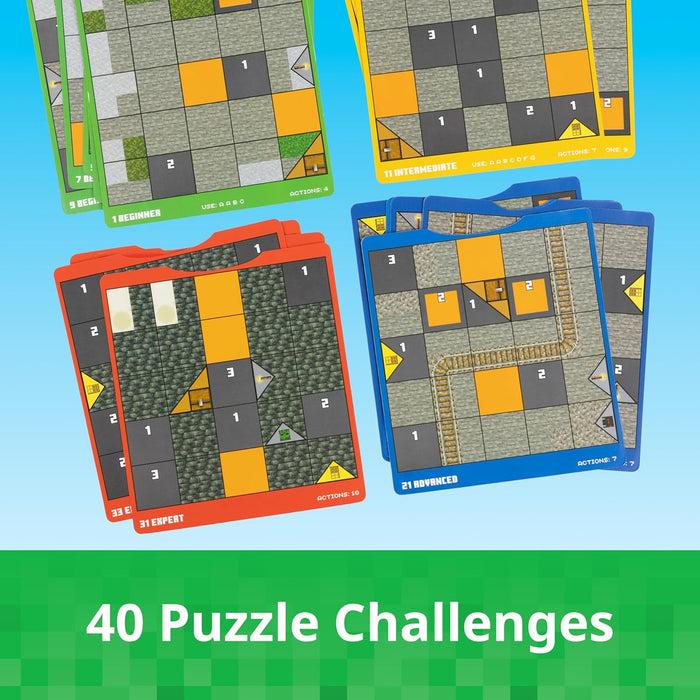 Card games with puzzle challenges on a blue and green background
