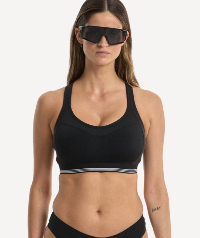 Nala High Impact Wirefree Sports Bra - Licorice/Snow Cone