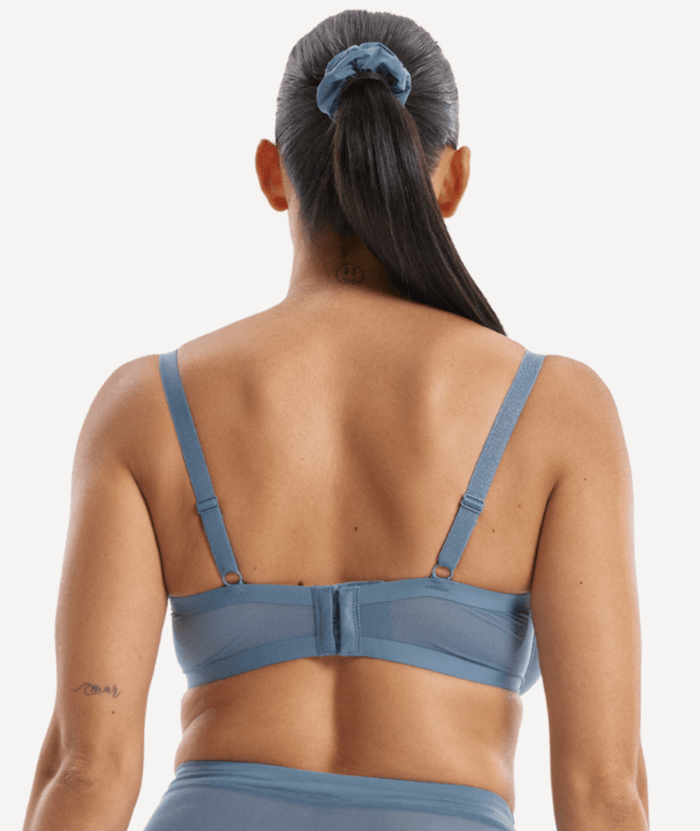 Nala Mesh Balconette Bra - Blue Steel