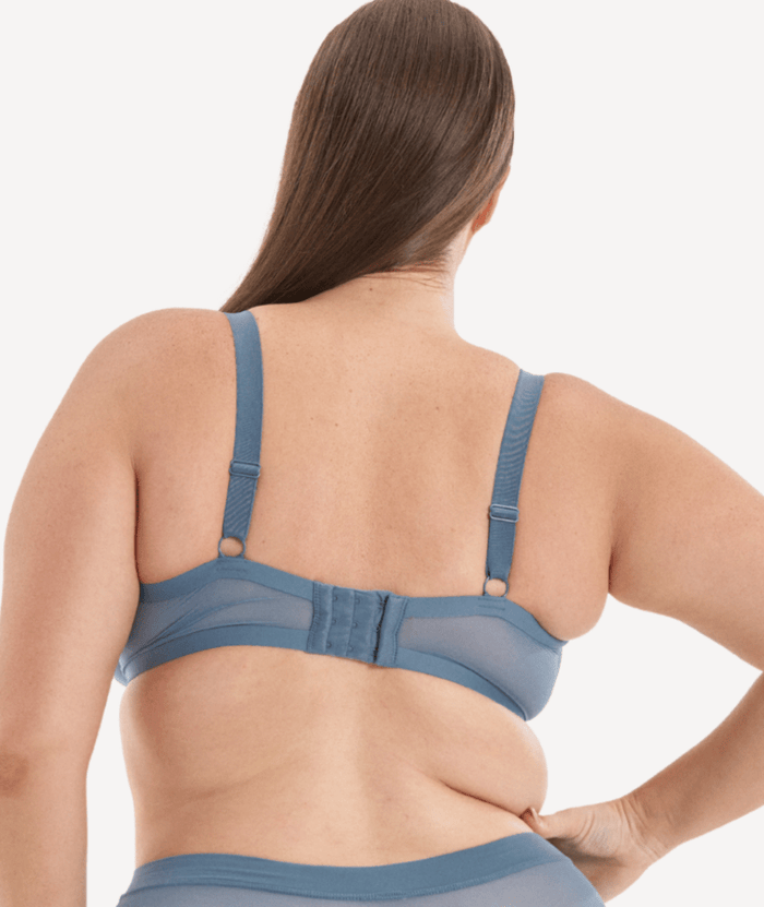 Nala Mesh Balconette Bra - Blue Steel