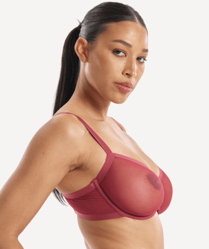 Nala Mesh Balconette Bra - Burnt Fig