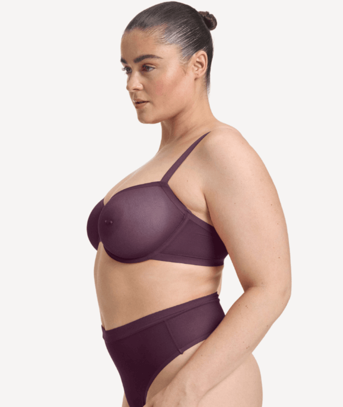 Nala Mesh Balconette Bra - Mulberry