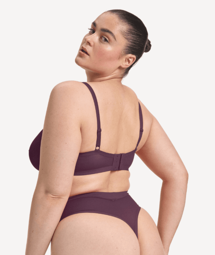 Nala Mesh Balconette Bra - Mulberry