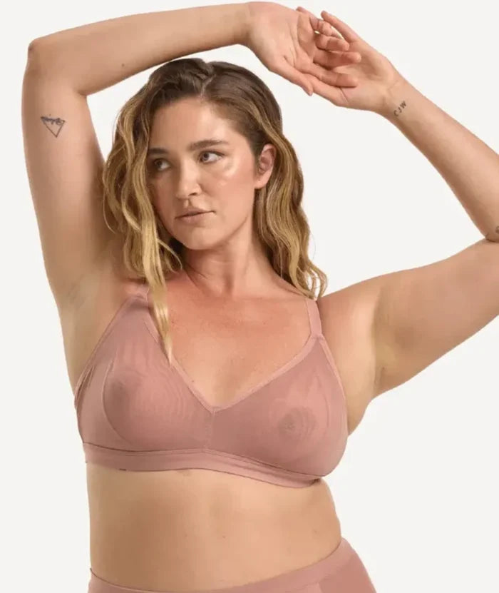 Nala Mesh Comfort Wirefree Bralette Bra - Desert Dust