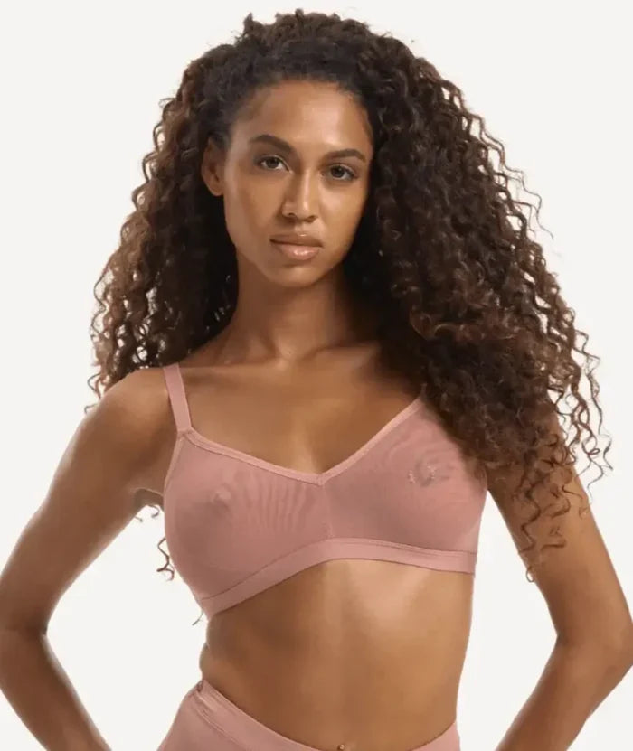 Nala Mesh Comfort Wirefree Bralette Bra - Desert Dust