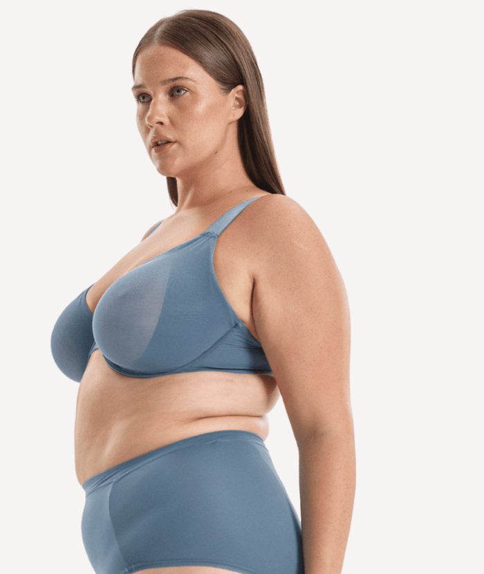 Nala Mesh Underwire Bra - Blue Steel