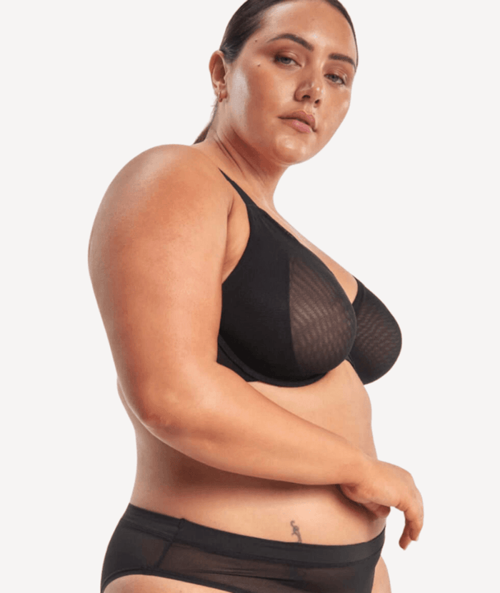 Nala Mesh Underwire Bra - Licorice