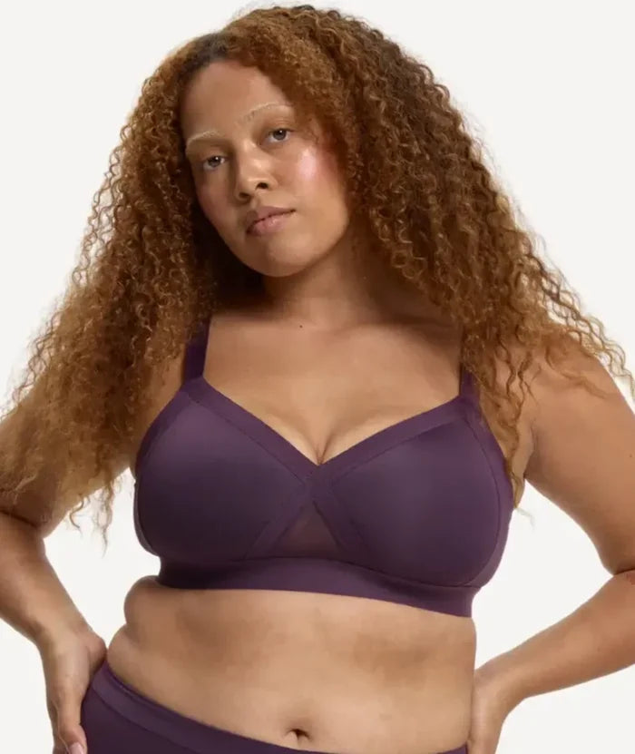Nala Padded Support Wirefree Bralette Bra - Mulberry