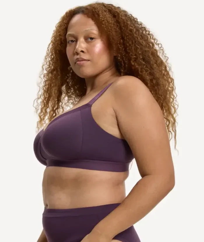 Nala Padded Support Wirefree Bralette Bra - Mulberry