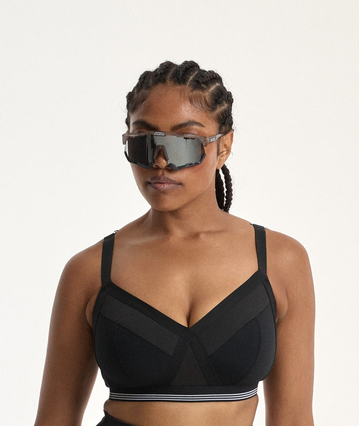 Nala Sporty Support Wirefree Bralette Bra - Licorice/Snow Cone