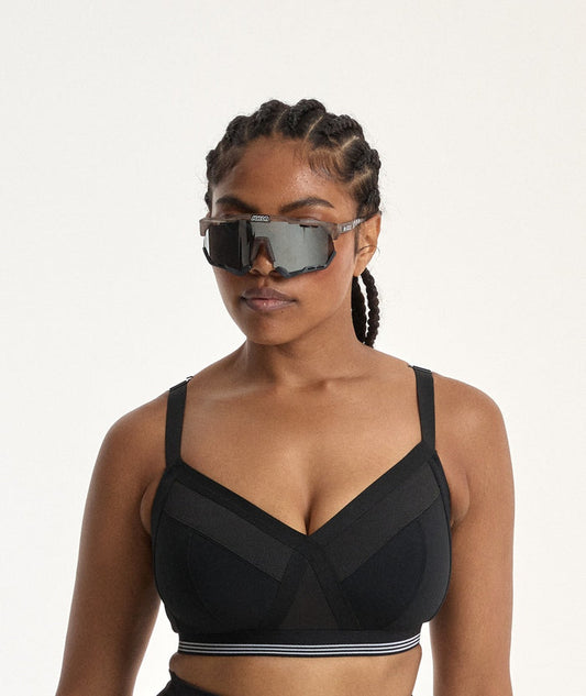 Nala Sporty Support Wirefree Bralette Bra - Licorice/Snow Cone