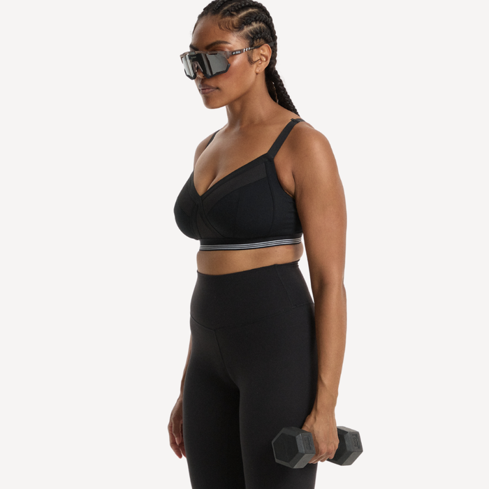 Nala Sporty Support Wirefree Bralette Bra - Licorice/Snow Cone
