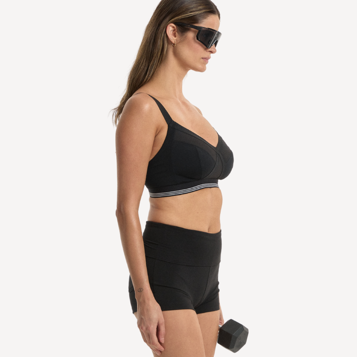 Nala Sporty Support Wirefree Bralette Bra - Licorice/Snow Cone
