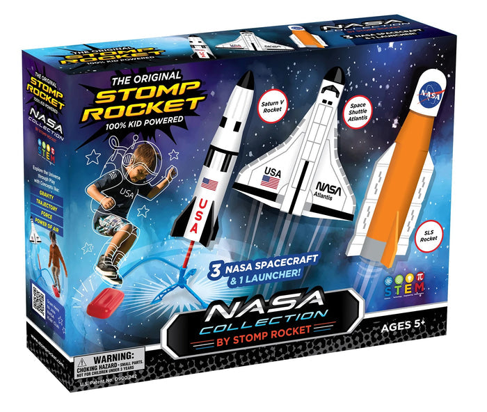 Stomp Rocket NASA Collection packaging with space-themed design