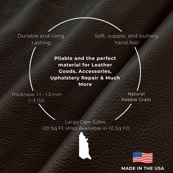 Natural-Grain Full-Aniline Cowhide specifications, thickness, and material details