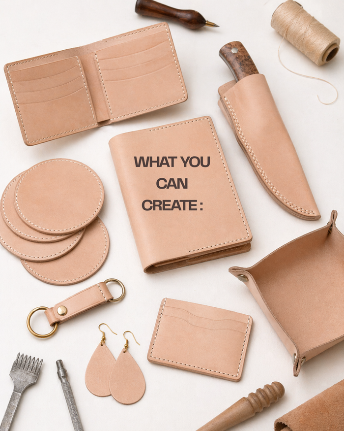 Natural Veg Tan Tooling Cowhide surface detail
