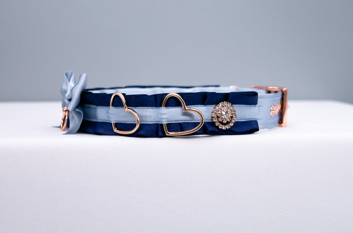 Navy and French Blue Deluxe -  Rose Gold Luxury Collar